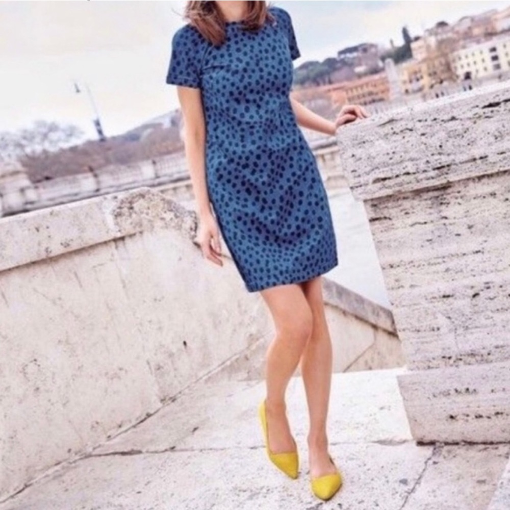Boden denim dress with black polka dots. Size 2